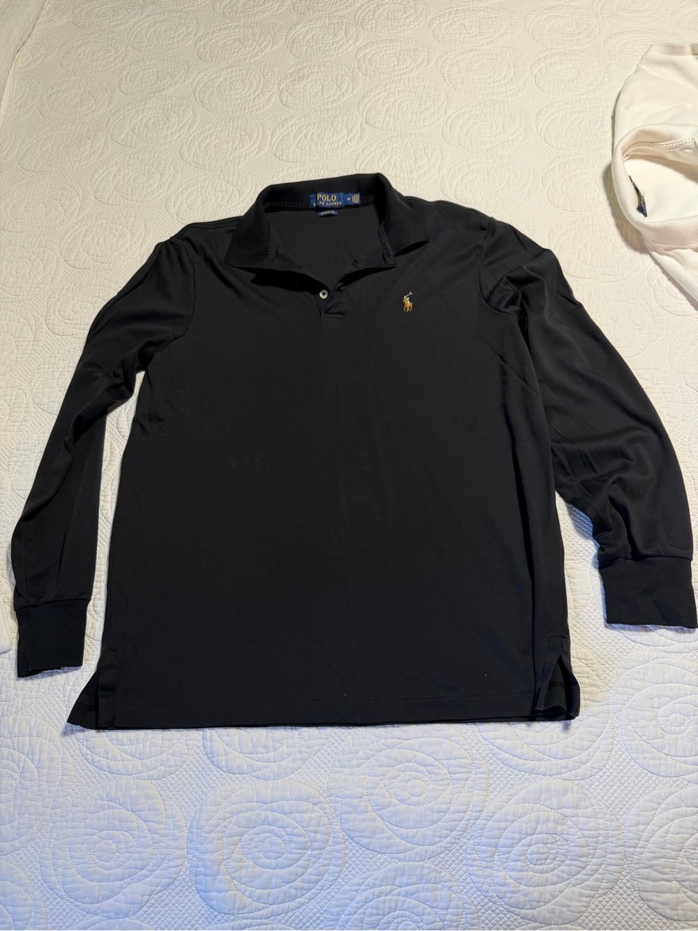 Polo by Ralph Lauren Black Long-Sleeve Polo with Gold Pony